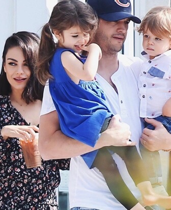 Mila Kunis with her husband Ashton Kutcher and children